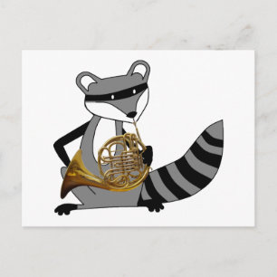 Racoon Playing the French Horn Postcard