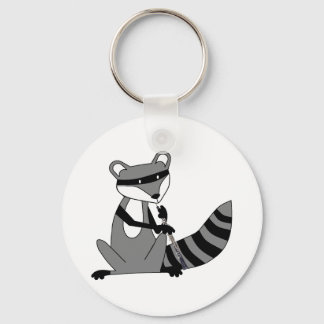Racoon Playing the Oboe Key Ring
