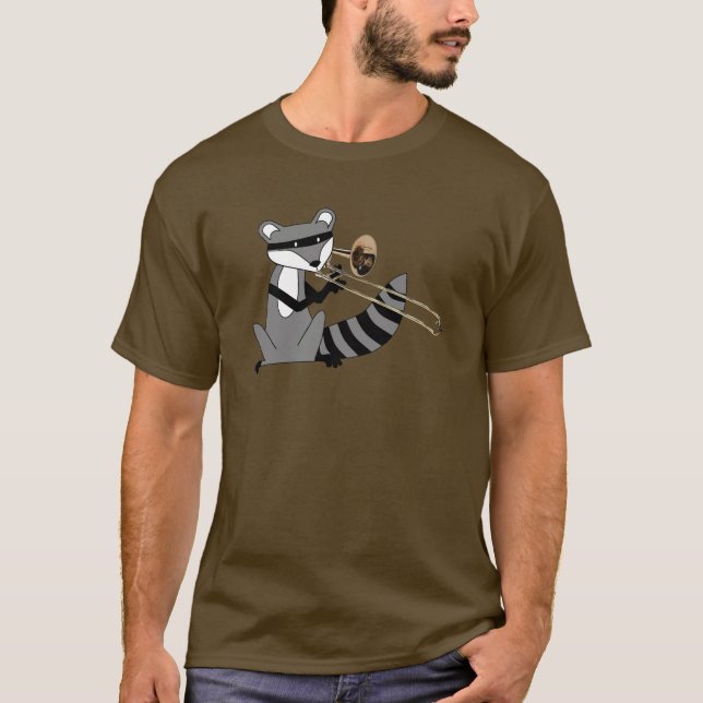 Racoon Playing the Trombone T-Shirt (Front)