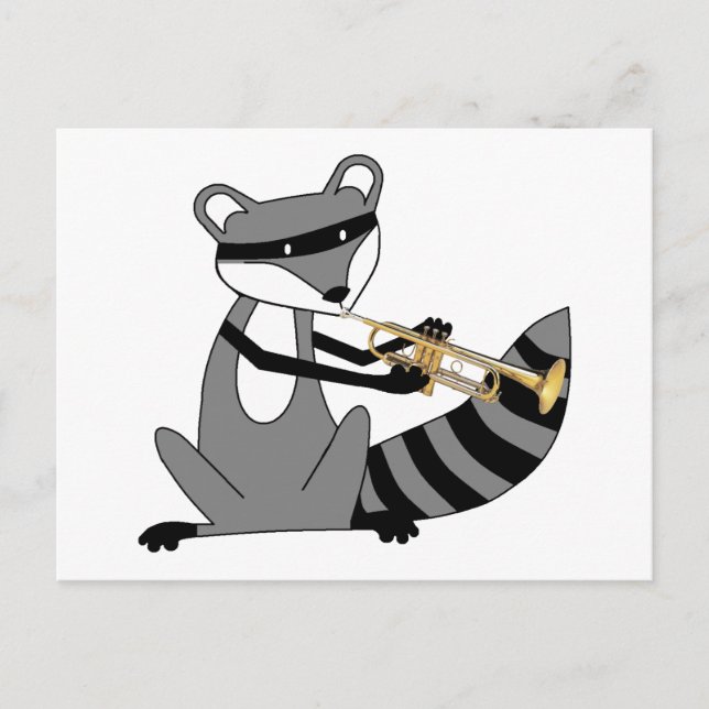 Racoon Playing the Trumpet Postcard (Front)
