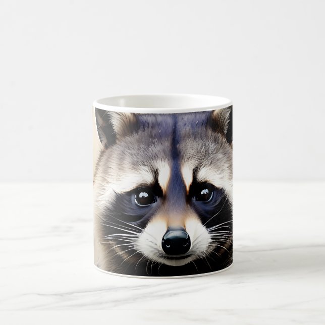 Racoon Portrait Watercolor Coffee Mug (Center)