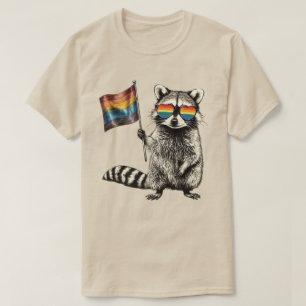 Racoon Pride Flag   Trash Panda LGBT Graphic 2025 T-Shirt