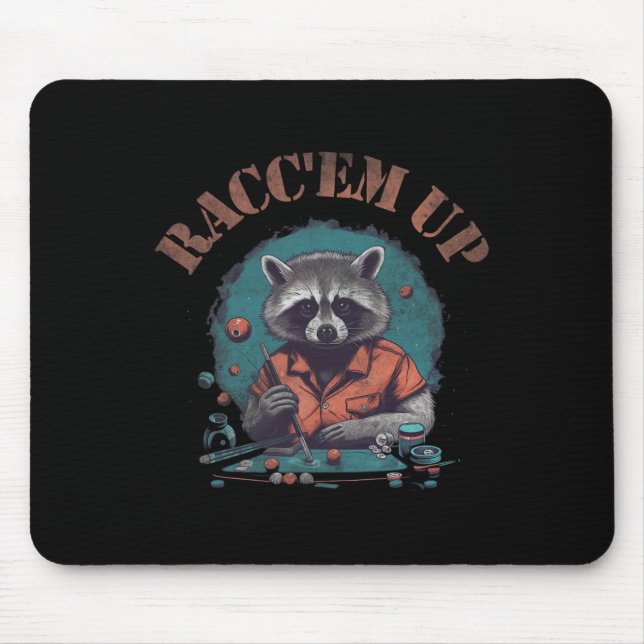 Racoon Raccem Up Billiards Rack Them Up Pool Funn Mouse Mat (Front)