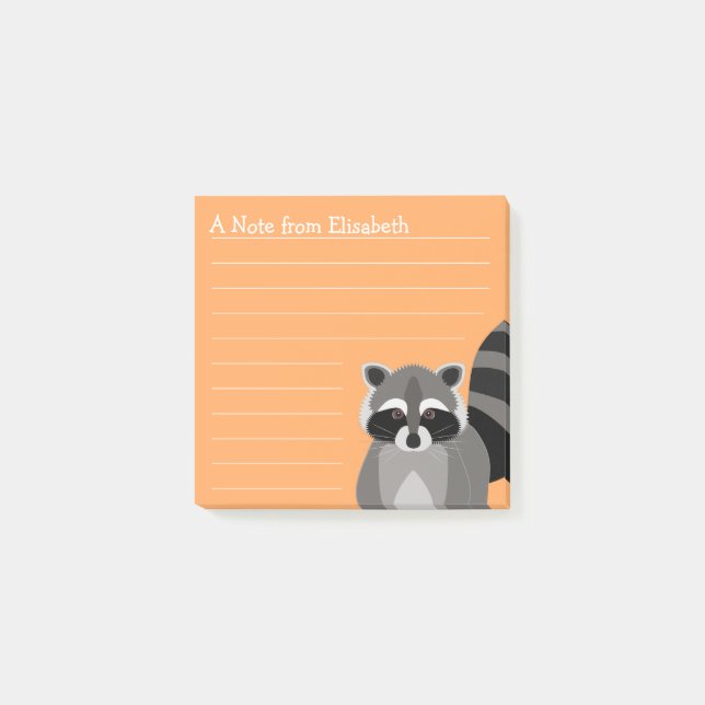 Racoon Rascal Custom Colour and Name Post-it Notes (Front)