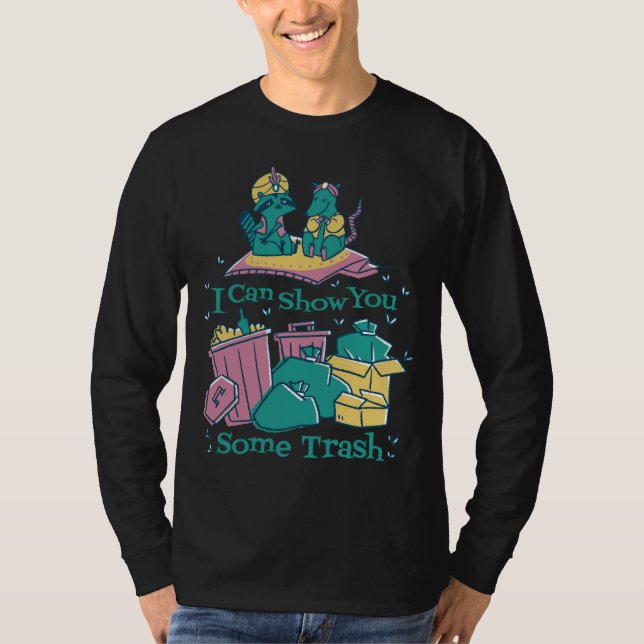 Racoon Rat Funny Flying Carpet Trash Garbage T-Shirt (Front)