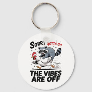 Racoon Riding Chicken Funny Farm Animal Gotta Go Key Ring
