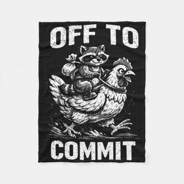 Racoon Riding Chicken Off To Commit Software Deve Fleece Blanket (Front)