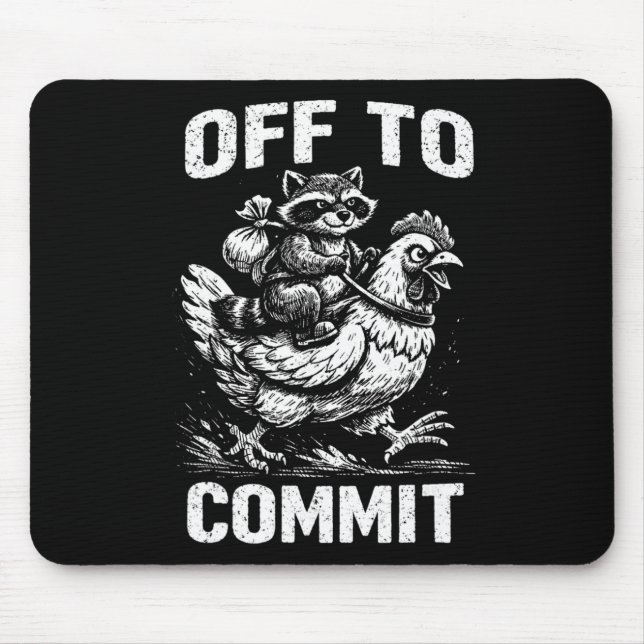 Racoon Riding Chicken Off To Commit Software Deve Mouse Mat (Front)
