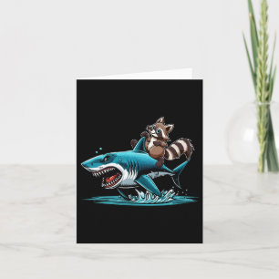 Racoon Riding Shark Costume Sea Animal Lover Kids Card