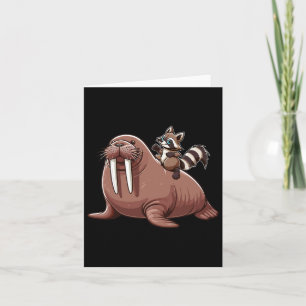 Racoon Riding Walrus Costume Sea Animal Lover Kid Card