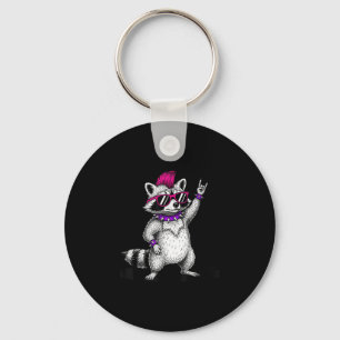 Racoon Rock Music Funny Racoon Gifts For Men Wome Key Ring