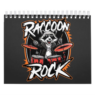 Racoon Rock T-shirt - Funny Racoon Cowboy Design Calendar