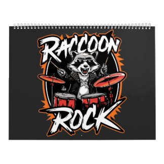 Racoon Rock T-shirt - Funny Racoon Cowboy Design Calendar