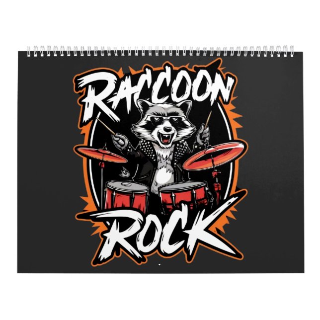 Racoon Rock T-shirt - Funny Racoon Cowboy Design Calendar (Cover)