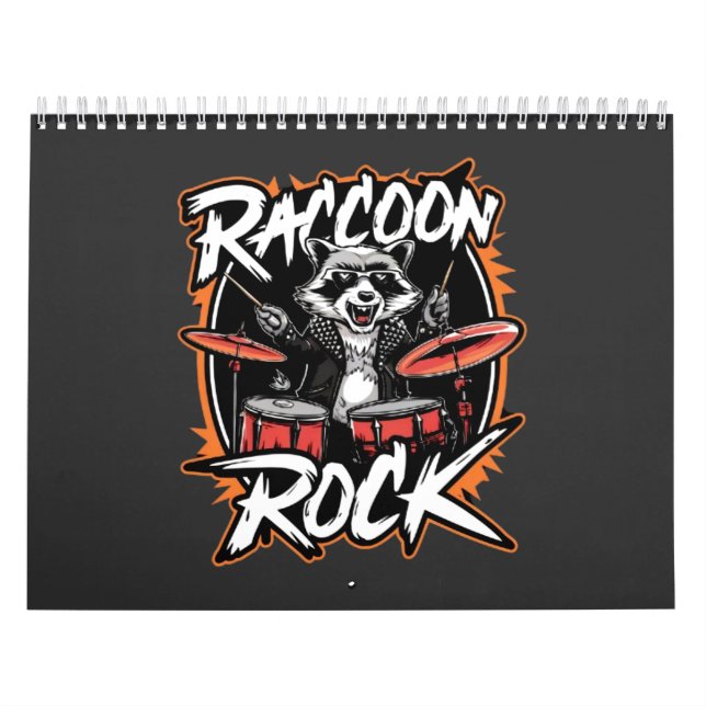 Racoon Rock T-shirt - Funny Racoon Cowboy Design Calendar (Cover)