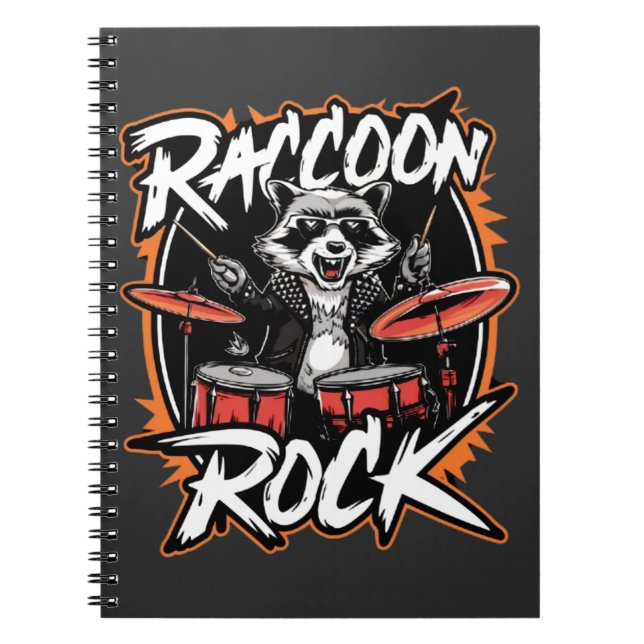 Racoon Rock T-shirt - Funny Racoon Cowboy Design Notebook (Front)