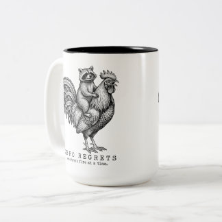 Racoon Rooster Two-Tone Mug Funny Gift