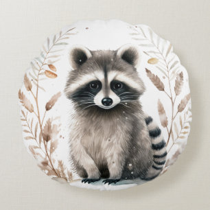 Racoon round cushion