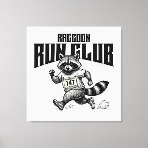 Racoon Run Club Marathon Retro Trash Panda  Canvas Print