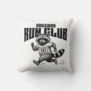 "Racoon Run Club Marathon Retro Trash Panda Runne Cushion