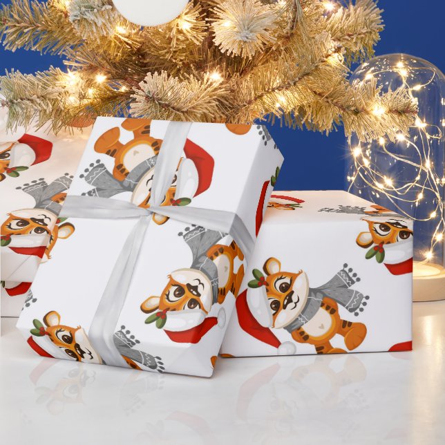 Racoon Santa Christmas Wrapping Paper (Holidays)