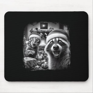 Racoon Santa Funny Cat Taking Selfie Christmas Xma Mouse Mat