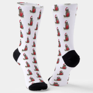 Racoon Santa Hat Christmas Socks