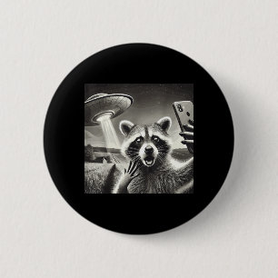 Racoon Selfie With Alien UFO Funny Racoon 6 Cm Round Badge