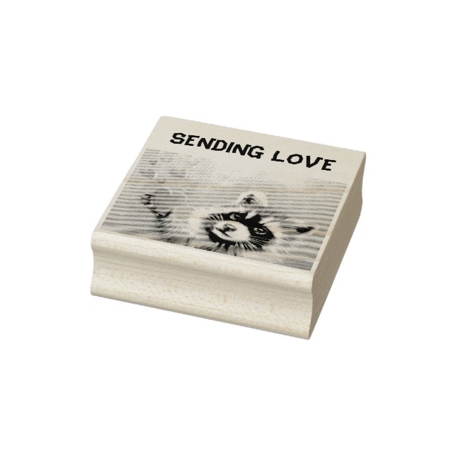 Racoon Sending Love Rubber Stamp (Stamp)