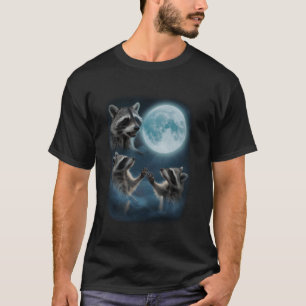 Racoon Shirt 3 Racoons Howling At Moon Funny Weir