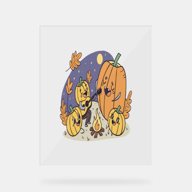 Racoon Shirt Country Pumpkin Acrylic Sign (Front)