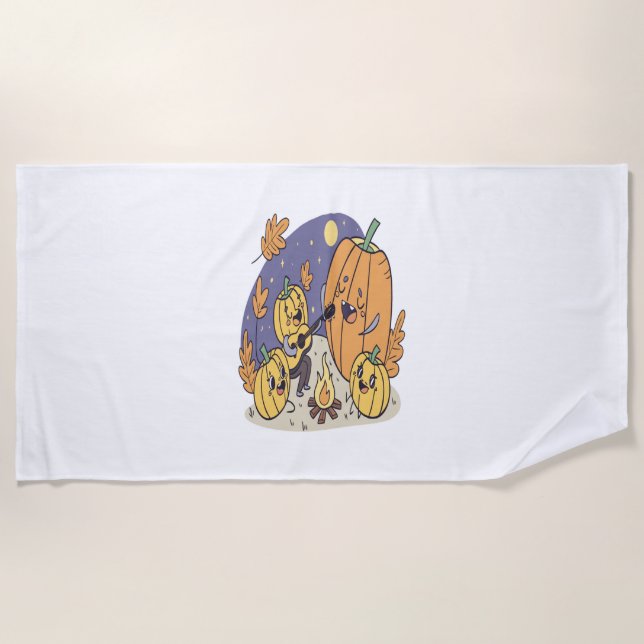 Racoon Shirt Country Pumpkin Beach Towel (Front)