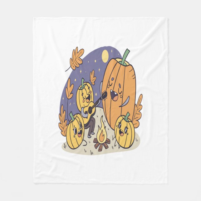 Racoon Shirt Country Pumpkin Fleece Blanket (Front)