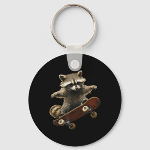 Racoon Skateboard Skateboarding Funny Graphic Key Ring
