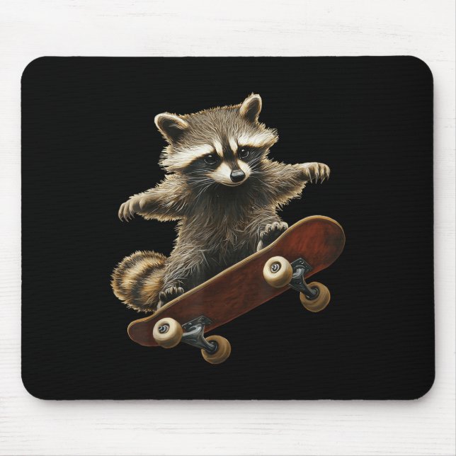 Racoon Skateboard Skateboarding Funny Graphic  Mouse Mat (Front)