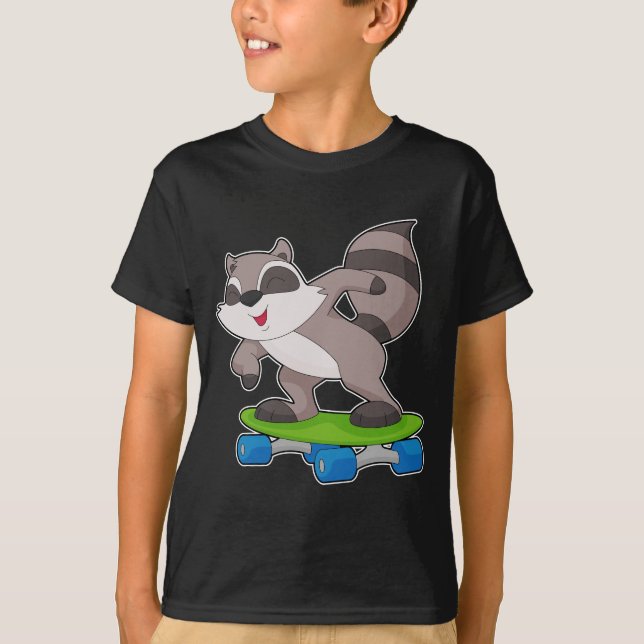 Racoon Skater Skateboard Sports T-Shirt (Front)