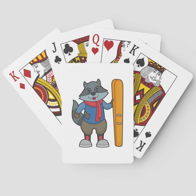 Racoon Skier Ski Playing Cards (Back)