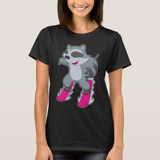Racoon Skier Ski T-Shirt (Front)
