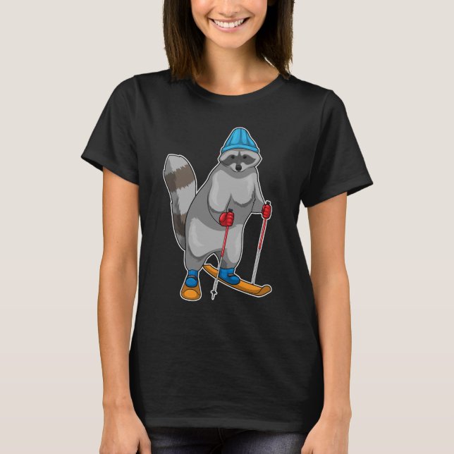 Racoon Skier Ski T-Shirt (Front)