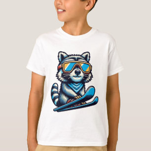 Racoon Skiing Funny Winter And Outdoors Cute And T-Shirt