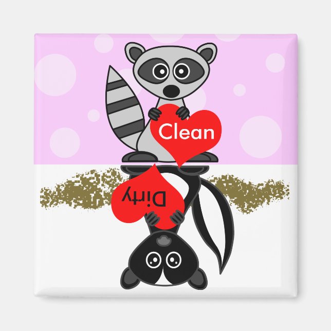 Racoon & Skunk Clean / Dirty Dishwasher Magnet (Front)