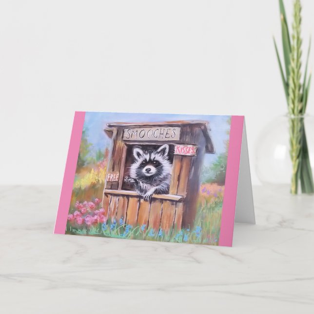 Racoon SMOOCH booth blank greeting card (Front)
