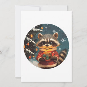 Racoon snow Christmas songs Holiday Card