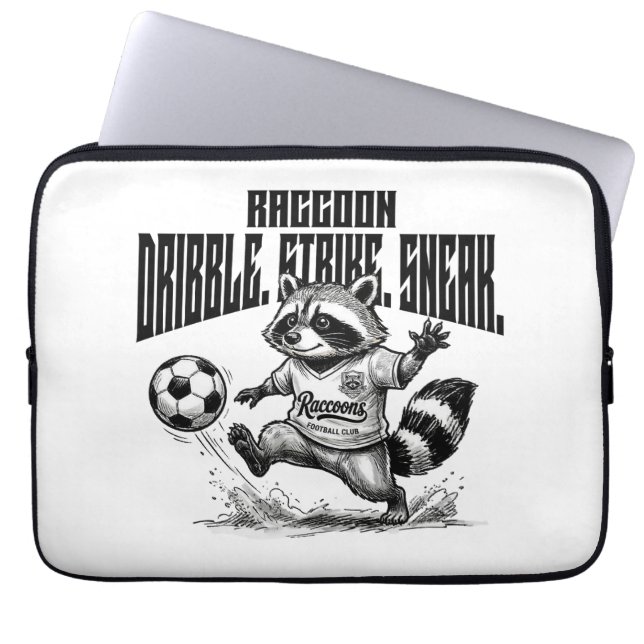 "Racoon Soccer Star - Dribble Strike Sneak " Laptop Sleeve (Front)