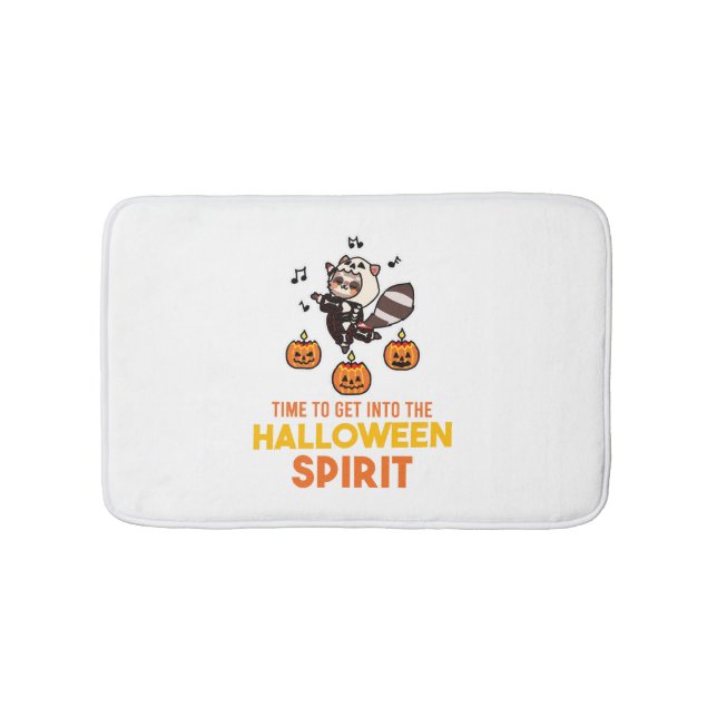 Racoon Spirit Halloween Pumpkin Party Bath Mat (Front)