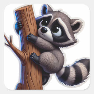 racoon square sticker