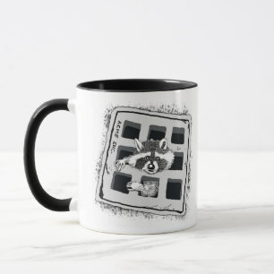 Racoon Stuck in Grate Illustration Mug
