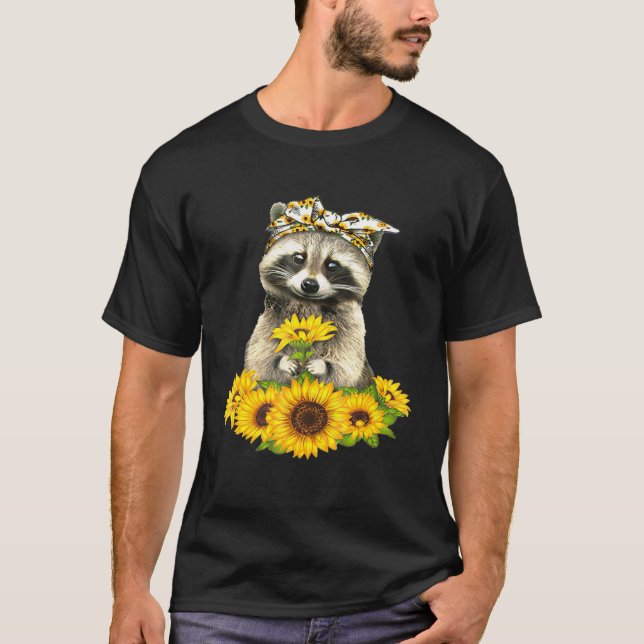 Racoon Sunflower Racoon T-Shirt (Front)