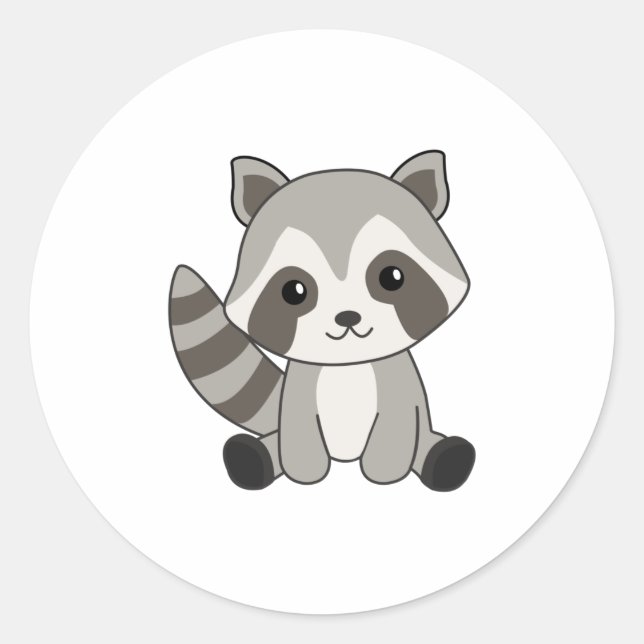 Racoon Sweet Animals For Kids Funny Raccoons Classic Round Sticker (Front)