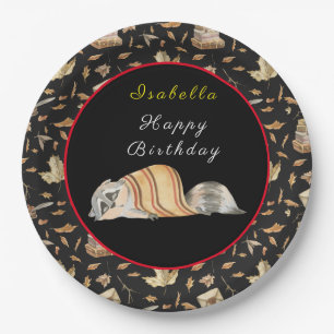 Racoon Sweet Fall Customise Text and Colour Paper Plate